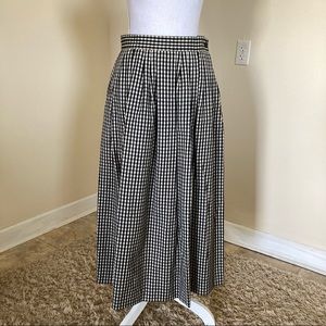 Vintage 1980s/1990s Black/White Gingham Check Wool/Full Maxi length Skirt